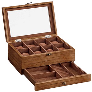 SONGMICS Uhrenbox Walnuss 27,0 x 19,0 x 12,5 cm, 1 St.