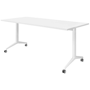 HAMMERBACHER Mehrzwecktisch weiß rechteckig, T-Fuß-Gestell weiß, 180,0 x 80,0 x 75,0 cm