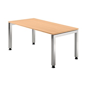 4032062025376 - HAMMERBACHER Prokura höhenverstellbarer Schreibtisch buche rechteckig 4-Fuß-Gestell silber 1600 x 800 cm