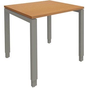 4260267325605 - fm Sidney höhenverstellbarer Schreibtisch buche rechteckig 4-Fuß-Gestell Quadratrohr silber 800 x 800 cm