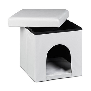 4052025046736 - Relaxdays - Hundebox Sitzhocker hbt 38 x 38 x 38 cm stabiler Sitzcube mit praktischer Tierhöhle für Hunde und Katze aus hochwertigem Kunstleder und