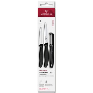 7613329191989 - VICTORINOX Küchenmesser + Sparschäler Swiss Classic silber schwarz glatt Klinge 80 cm 1 Set