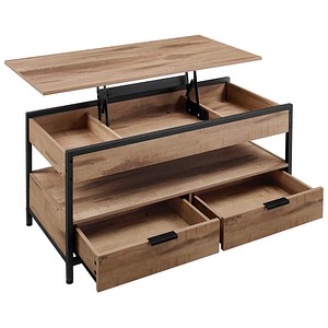 VASAGLE Couchtisch rechteckig Spanplatte beige, schwarz 100,0 x 50,0 x 48,0 - 63,0 cm, 1 St.