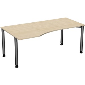 4038933003795 - Flex höhenverstellbarer Schreibtisch ahorn anthrazit Trapezform 4-Fuß-Gestell grau 1800 x 800  1000 cm