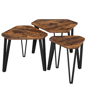 0194343106601 - Songmics - vasagle 3 Stück Beistelltisch mit Metallbeinen einfacher Aufbau Couchtische Industrie-Design vintagebraun-schwarz von LNT14BX 0194343106601 - Songmics - vasagle 3 Stück Beistelltisch mit Metallbeinen einfacher Aufbau Couchtische Industrie-Design vintagebraun-schwarz von LNT14BX