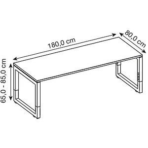 4032062167625 - eurokraft pro Schreibtisch mit Gestell aus Vierkant-Stahlrohr Höhe 650 - 850 mm BxT 1800 x 800 mm lichtgrau graphit 4032062167625 - eurokraft pro Schreibtisch mit Gestell aus Vierkant-Stahlrohr Höhe 650 - 850 mm BxT 1800 x 800 mm lichtgrau graphit