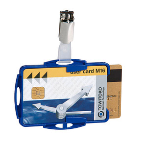 4005546805320 - Ausweishalter Duo mit Clip 54x85mm VE=25 Stück blau