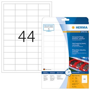 4008705045728 - HERMA Wetterfeste Etiketten 4572 DIN A4 Weiß Rechteckig 483 x 254 mm 20 Blatt à 44 Etiketten 4008705045728 - HERMA Wetterfeste Etiketten 4572 DIN A4 Weiß Rechteckig 483 x 254 mm 20 Blatt à 44 Etiketten