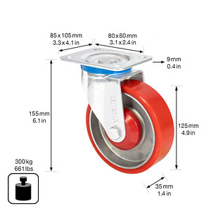 4001073218022 - Transportgeräte-Schwerlast-Lenkrollen Rad-Ø 125 mm VE 2 Stk Lenkrolle Wagner 4001073218022 - Transportgeräte-Schwerlast-Lenkrollen Rad-Ø 125 mm VE 2 Stk Lenkrolle Wagner