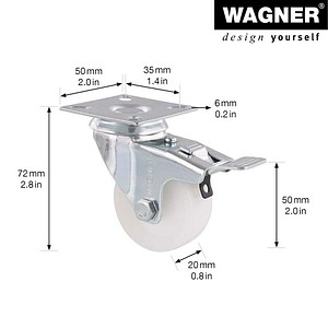 4001073056136 - Apparate-Lenkrollen ECO Rad-Ø 50 mm VE 4 Stk Kunststoff Lenkrolle mit Feststeller Wagner 4001073056136 - Apparate-Lenkrollen ECO Rad-Ø 50 mm VE 4 Stk Kunststoff Lenkrolle mit Feststeller Wagner