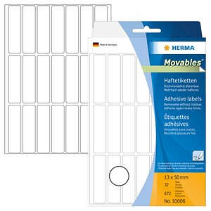4008705106061 - Etiketten Movables 10606 weiß 13x50mm (BxH) wiederablösbar 4008705106061 10606 32 Blatt