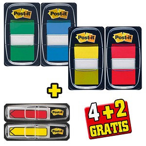 AKTION: Post-it® Index Haftmarker farbsortiert 4x 50 Streifen + GRATIS 2x Index-Pfeile à 24 Streifen