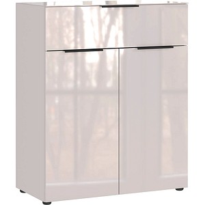 4005949370005 - Kommode mit 1 Schublade und 2 Türen Glasfront- und auflage B 830 x T 420 x H 1020 mm Kaschmir 4005949370005 - Kommode mit 1 Schublade und 2 Türen Glasfront- und auflage B 830 x T 420 x H 1020 mm Kaschmir