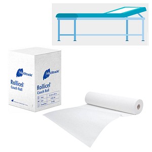 4250016430063 - Ärztekrepp ROLLICEL® 2-lagig weiß 550 cm x 500 m 9 Rollen