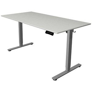 Kerkmann Move base 2 elektrisch höhenverstellbarer Schreibtisch lichtgrau rechteckig, T-Fuß-Gestell silber 160,0 x 80,0 cm