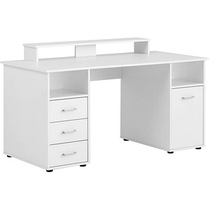 MÖBELPARTNER Niels light Schreibtisch perlweiß rechteckig, Wangen-Gestell weiß 150,0 x 70,0 cm