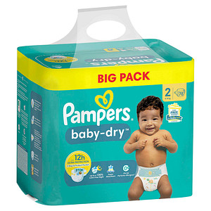 Pampers® Windeln baby-dry™ BIG PACK  Größe Gr.2 (4-8 kg) für Neugeborene (0-3 Monate), 78 St.