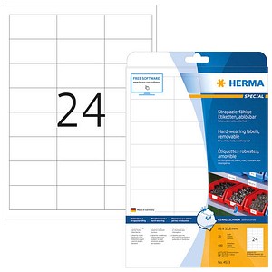 4008705045735 - HERMA Robuste Filmetiketten 4573 Weiß Rechteckig DIN A4 66 x 338 mm 20 Blatt à 24 Etiketten 4008705045735 - HERMA Robuste Filmetiketten 4573 Weiß Rechteckig DIN A4 66 x 338 mm 20 Blatt à 24 Etiketten