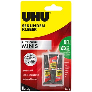 UHU Sekundenkleber 45415 blitzschnell MINIS, 3x1g, permanent 4026700454154 UHU 3 Stück