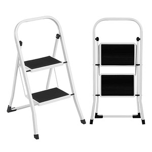 SONGMICS Klapptritt weiß 2 Stufen, H: 82,0 cm