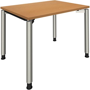 4260267325094 - fm Sidney höhenverstellbarer Schreibtisch buche rechteckig 4-Fuß-Gestell Rundrohr silber 1000 x 800 cm