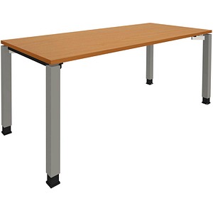 4260267325315 - fm Sidney höhenverstellbarer Schreibtisch buche rechteckig 4-Fuß-Gestell Quadratrohr silber 1800 x 800 cm