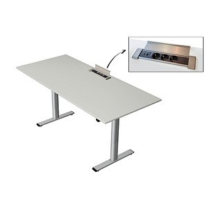 4044917451193 - Schreibtisch Move Base plus 10420711 elektrisch höhenverstellbar 73-123cm (H) 180x80cm (BxT) rechteckig lichtgrau   silber 