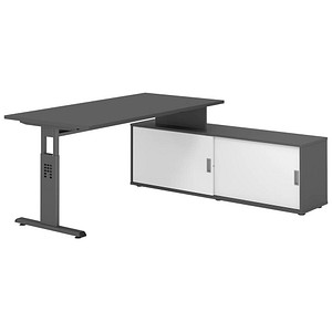 4032062331460 - OSE16SB höhenverstellbarer Schreibtisch grafit rechteckig T-Fuß-Gestell grau 1600 x 800 cm