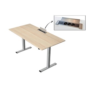 4044917451179 - Schreibtisch Move Base plus 10420650 elektrisch höhenverstellbar 73-123cm (H) 160x80cm (BxT) rechteckig ahorn   silber 4044
