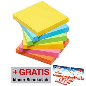 0051141400679 - AKTION Super Sticky Carnival Haftnotizen extrastark farbsortiert 6 Blöcke + GRATIS kinder Schokolade 12 St  1500 g
