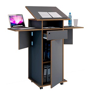 4051814444890 - Holz mobiles Rednerpult Maße ca H 107 bis 128 cm x B 60 bis 123 cm x T 44 cm rollbar mit Schublade Stehpult Stehtisch mit Tür - Salia 4051814444890 - Holz mobiles Rednerpult Maße ca H 107 bis 128 cm x B 60 bis 123 cm x T 44 cm rollbar mit Schublade Stehpult Stehtisch mit Tür - Salia