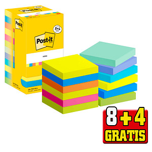 8 + 4 GRATIS: Post-it® Energetic Haftnotizen farbsortiert 8 Blöcke + GRATIS 4 Blöcke