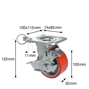 4001073035094 - Schwerlast-Lenk- Bockrolle 3 in 1 Tragkraft 230 kg Rad-Ø x Breite 100 x 50 mm ab 4 Stk Wagner