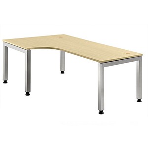 4032062025451 - HAMMERBACHER Prokura höhenverstellbarer Schreibtisch ahorn L-Form 5-Fuß-Gestell silber 2000 x 1200 cm