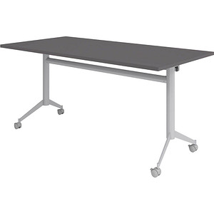 Hammerbacher Klapptisch VKF, 160x80cm (BxT), 73,5cm (H), graphit / silber, mit Rollen 4032062322086 Hammerbacher 3 Stück