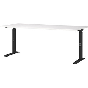4005949791220 - Schreibtisch DOWNEY 7912-614 manuell höhenverstellbar 68-91cm (H) 180cmx80cm (BxT) rechteckig weiß Schwarz 4005949791220 G 4005949791220 - Schreibtisch DOWNEY 7912-614 manuell höhenverstellbar 68-91cm (H) 180cmx80cm (BxT) rechteckig weiß Schwarz 4005949791220 G