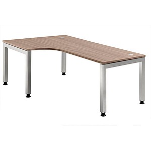 4032062025482 - HAMMERBACHER JS82 höhenverstellbarer Schreibtisch nussbaum L-Form 5-Fuß-Gestell silber 2000 x 1200 cm