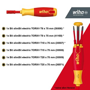4010995411589 - Schraubendreher mit Bit Magazin LiftUp electric torx® mit 6 slimBits (41158) - Wiha