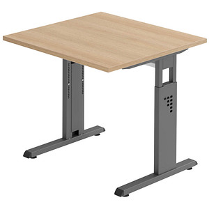 4032062190166 - Schreibtisch O-Serie VOS08 E G manuell höhenverstellbar 65-85cm (H) 80x80cm (BxT) rechteckig eiche   graphit 4032062190166 