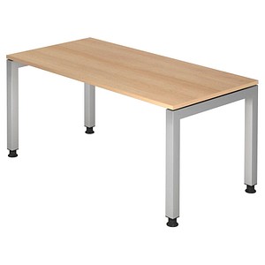 4032062164877 - HAMMERBACHER Prokura höhenverstellbarer Schreibtisch eiche rechteckig 4-Fuß-Gestell silber 1600 x 800 cm
