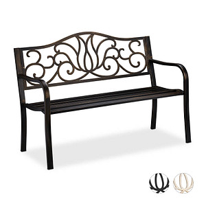 4052025909031 - Relaxdays Gartenbank Antik für 2 Personen Balkon Terrasse Metallbank HBT 90x1275x63 cm Stahl Guss schwarz-bronze 4052025909031 - Relaxdays Gartenbank Antik für 2 Personen Balkon Terrasse Metallbank HBT 90x1275x63 cm Stahl Guss schwarz-bronze