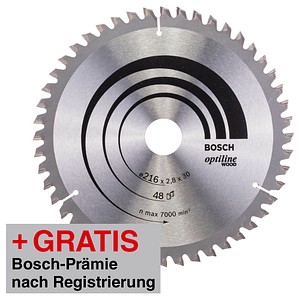 3165140194327 - AKTION BOSCH Optiline Wood Kreissägeblatt 2160 mm 48 Zähne mit Prämie nach Registrierung