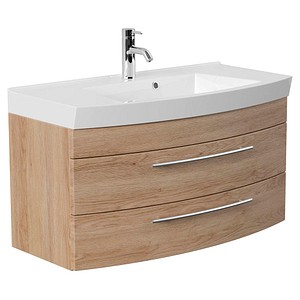 4251461521023 - POSSEIK Waschbecken mit Unterschrank LUNA 100 eiche gold 1005 x 502 x 572 cm