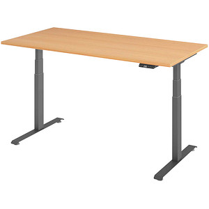 4032062320198 - Base Lite elektrisch höhenverstellbarer Schreibtisch buche rechteckig T-Fuß-Gestell grau 1600 x 800 cm