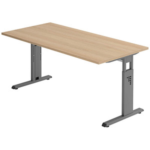 4032062190302 - Schreibtisch O-Serie VOS16 E G manuell höhenverstellbar 65-85cm (H) 160x80cm (BxT) rechteckig eiche   graphit 4032062190302