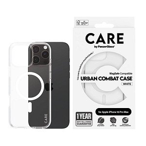 5715685004063 - 0 CARE by PanzerGlass® Flagship Case Transparent Urban Combat Weiß MagSafe für iPhone 16 Pro Max