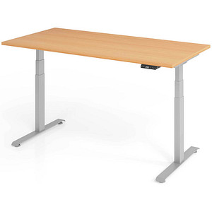 4032062320273 - Base Lite elektrisch höhenverstellbarer Schreibtisch buche rechteckig T-Fuß-Gestell silber 1600 x 800 cm 4032062320273 - Base Lite elektrisch höhenverstellbarer Schreibtisch buche rechteckig T-Fuß-Gestell silber 1600 x 800 cm