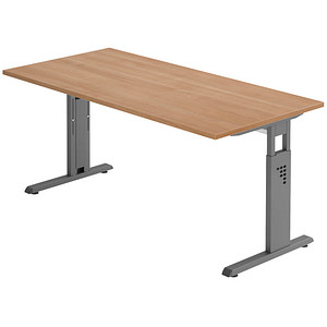 4032062190319 - Schreibtisch O-Serie VOS16 N G manuell höhenverstellbar 65-85cm (H) 160x80cm (BxT) rechteckig nussbaum graphit 4032062190 4032062190319 - Schreibtisch O-Serie VOS16 N G manuell höhenverstellbar 65-85cm (H) 160x80cm (BxT) rechteckig nussbaum graphit 4032062190
