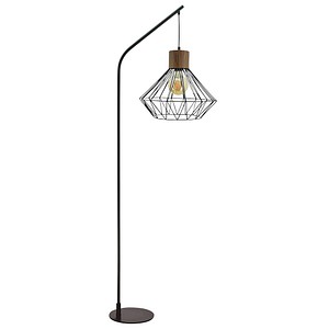 3361410155504 - meet by Paperflow Sequoia Stehleuchte Metall schwarz akazie E27 H 155 m für Wohn- und Arbeitsräume