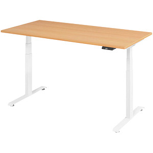 4032062320358 - Base Lite elektrisch höhenverstellbarer Schreibtisch buche rechteckig T-Fuß-Gestell weiß 1600 x 800 cm